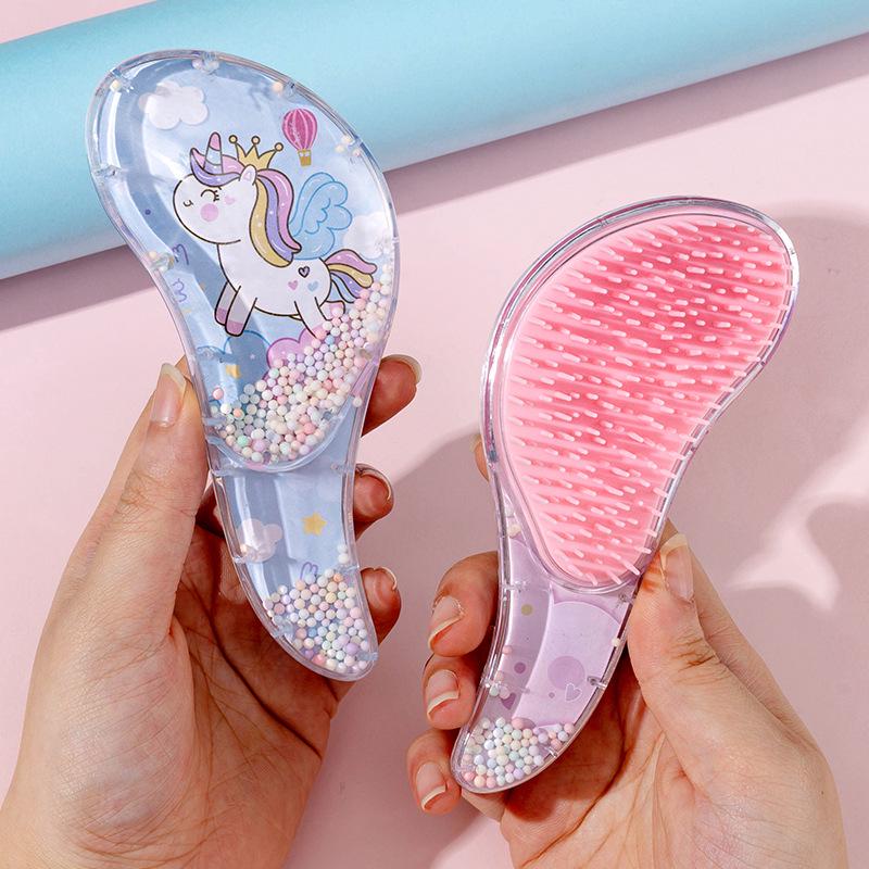 UK Transparent Anti-Tangle Straight Hair Comb for Girls - Magic Massage Long Handle Pet Comb
