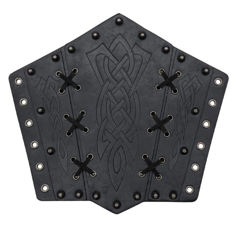 Medieval Wristband Men Cosplay Totems Embossed Bracer Gauntlet for Men Cosplay PU Wristband for Photoshoots and Stage