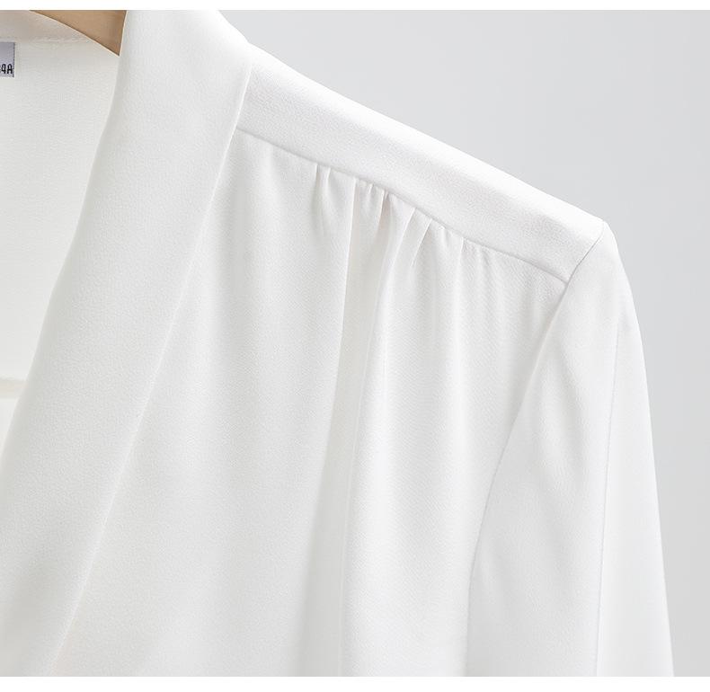 2024 Frühling Damen Stehkragen Bindeband Satin Fließende Bluse - Lockere Passform, Professionelles OL-Design