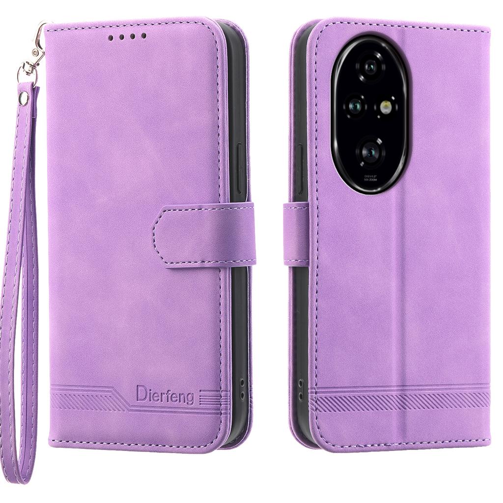 DIERFENG DF-03 For Honor 200 Pro 5G Case Lines Imprinted Leather Wallet Phone Cover