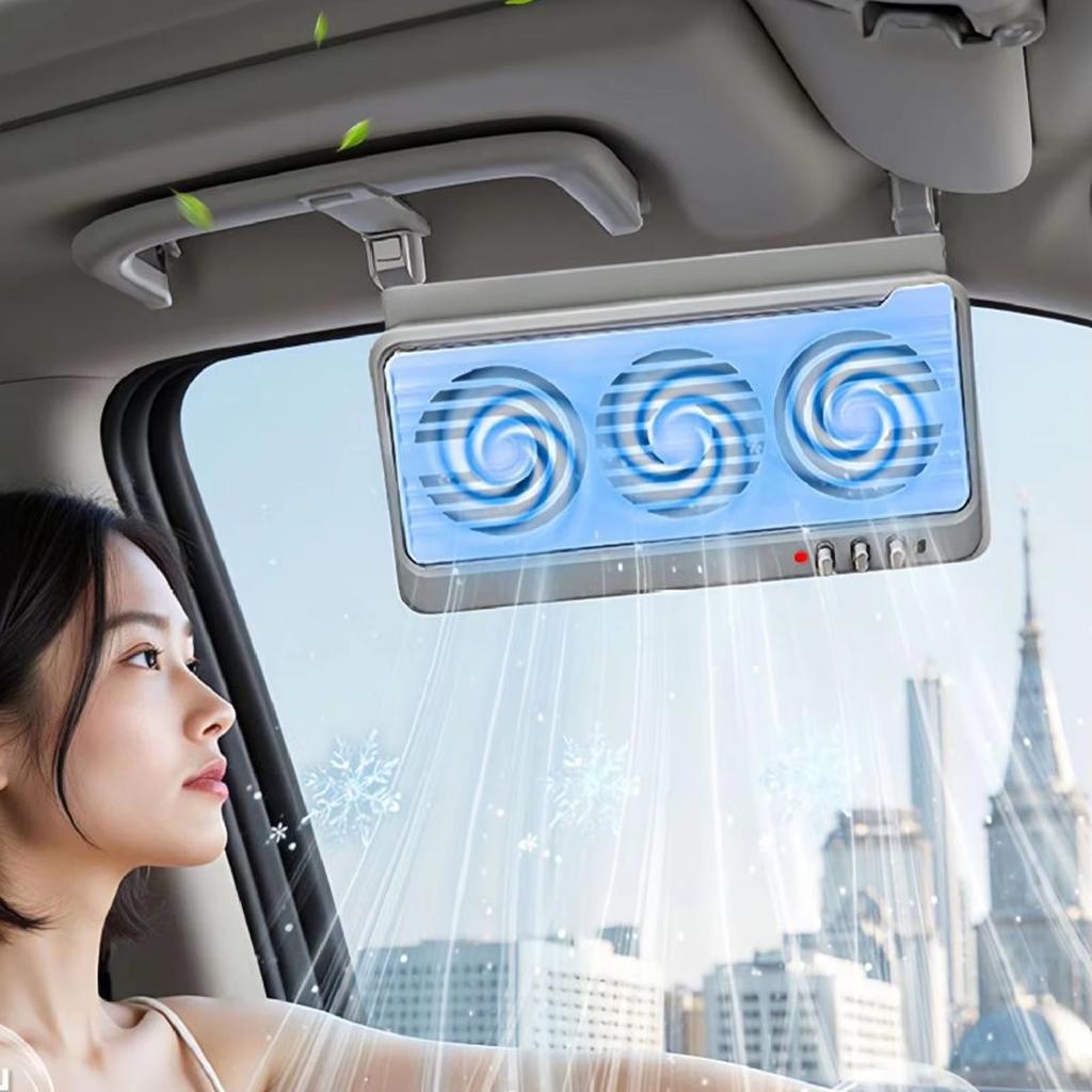 Car Solar Powered Exhaust Fan Car Window Exhaust Fan 180° Vehicle Ventilation Fan Car Radiator Fan Cooler Ventilation System with Three (Gray-Blue)
