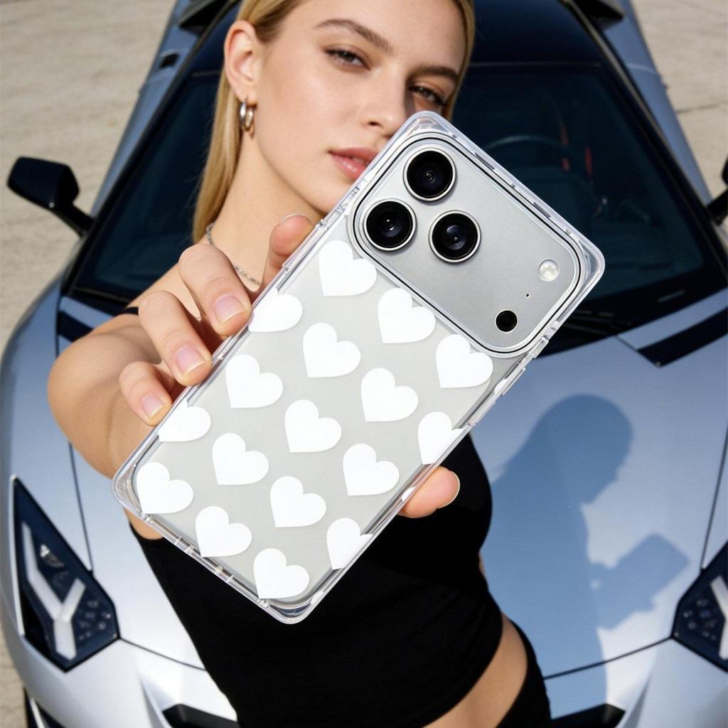 Heart Apple iPhone 15 Pro Max Transparent Square Anti-Fall Case