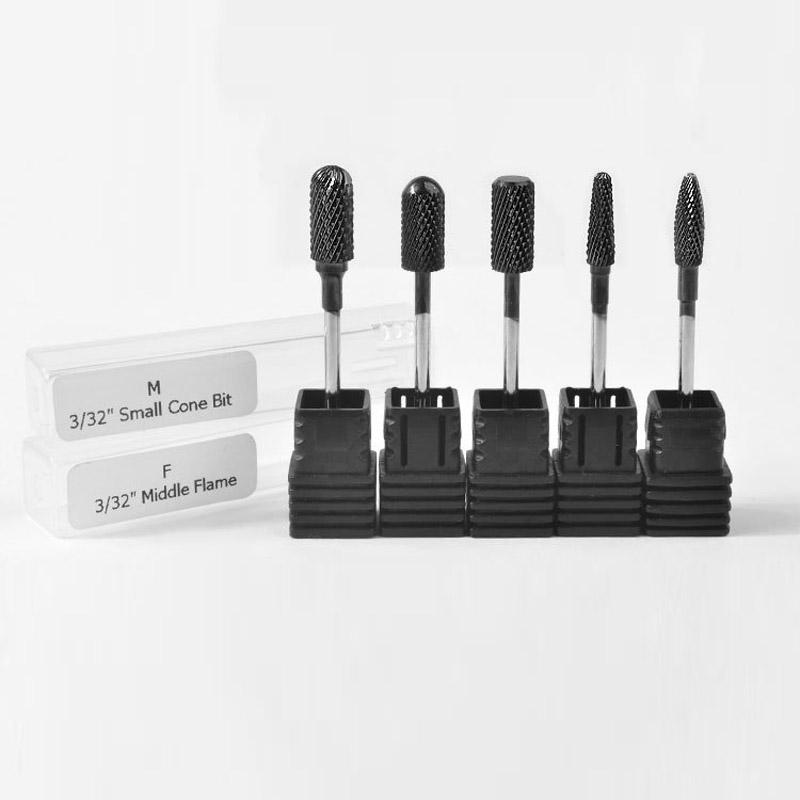 Nail Drill Bits Milling Cutter For Manicure Rotate Black Tungsten Steel Mill Burr Nail Cutter Manicure Pedicure Machine Drill Bit Accessories