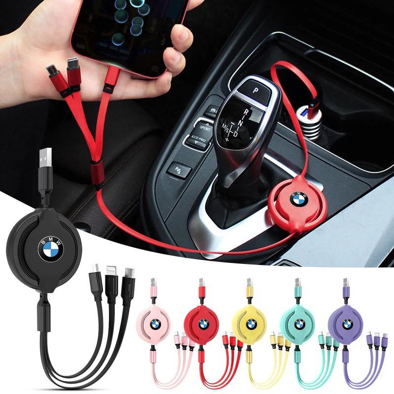 For BMW New 2025 Car 3 in 1 USB Cable Type C Micro USB Fast Charging Cable For BMW E46 E90 E60 F30 F10 E39 i3 i4 X1 X2 X3 X5 X4