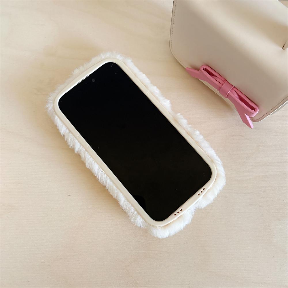 Lindo Soporte de Cámara con Pelo Esponjoso 3D de Hello Kitty Funda para Teléfono Para iPhone 13 14 17 15 16 Pro Max 17 Air Funda Protectora Antigolpes