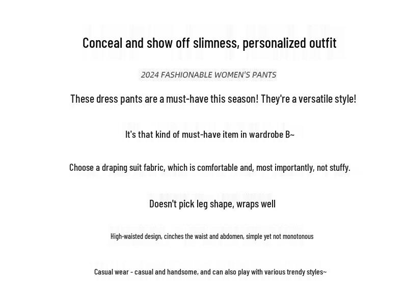 Women's High Waist Slimming Cigarette Pants – Spring/Autumn 2026 Straight Leg Harem Style