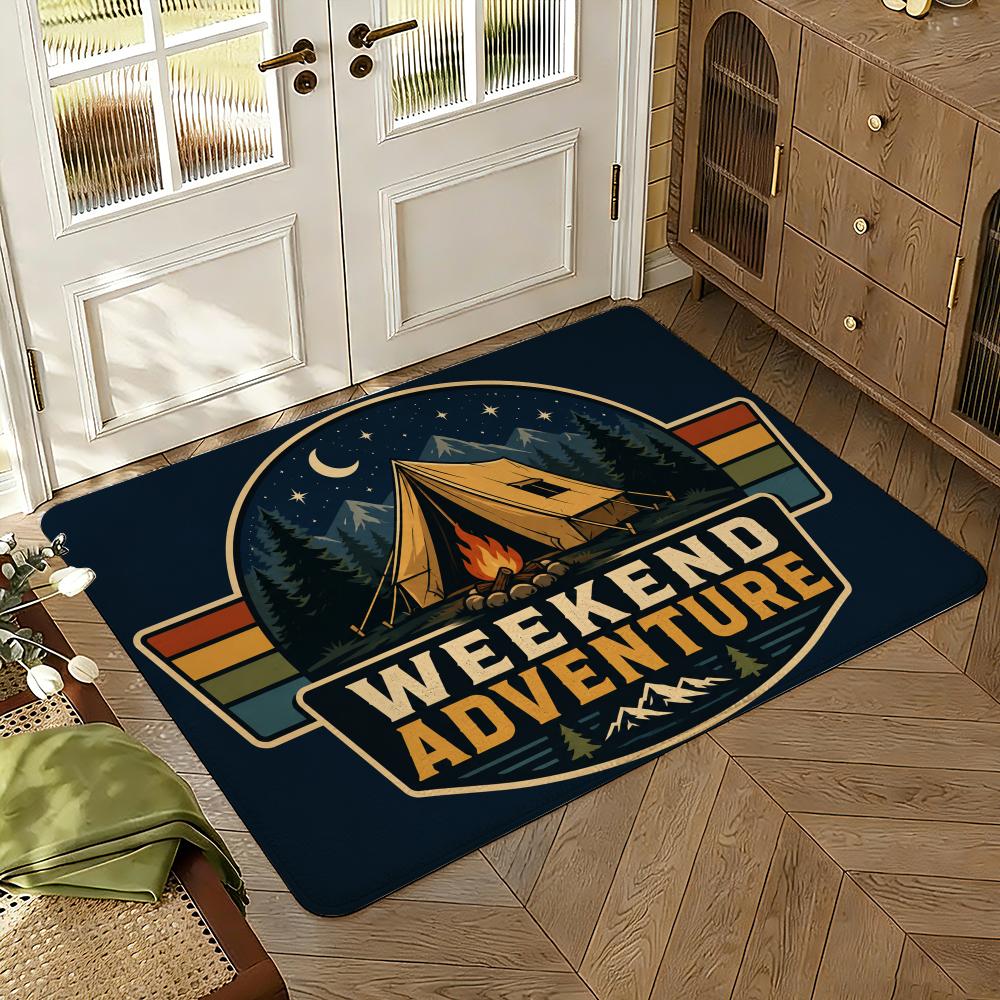 Outdoor Adventure Floor Mat Soft Thickened Absorbent Non-Slip Bedroom Living Room Door Mat Home Decor Flannel Rugs