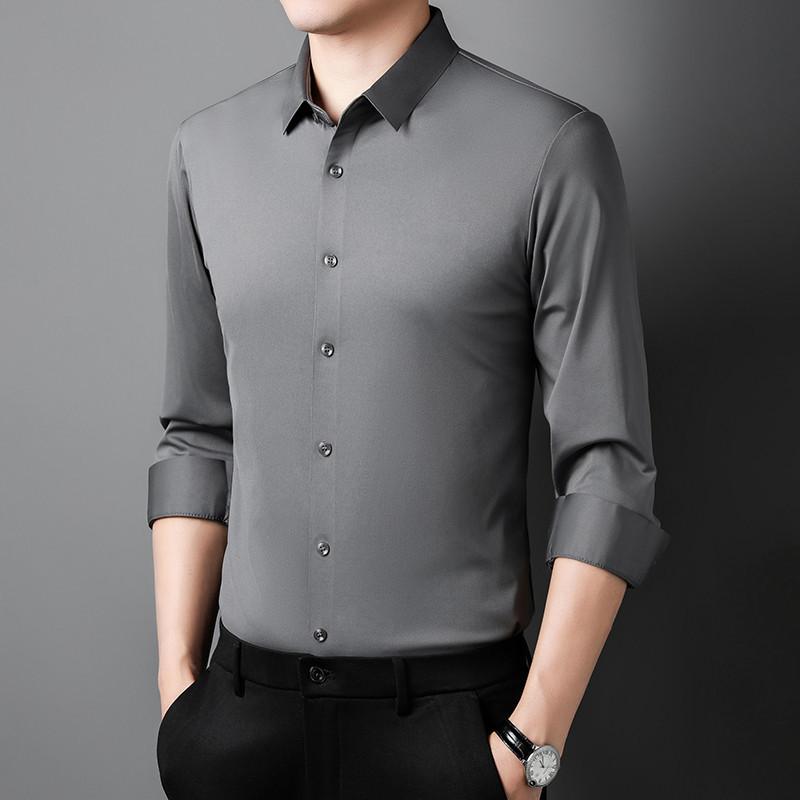 Unberührtes Hemd, Herren, Plüsch, Neue Herbst- und Winterstile, Business Casual Herrenbekleidung, Unifarbe, Dickes warmes Langarmhemd, Herrenhemd