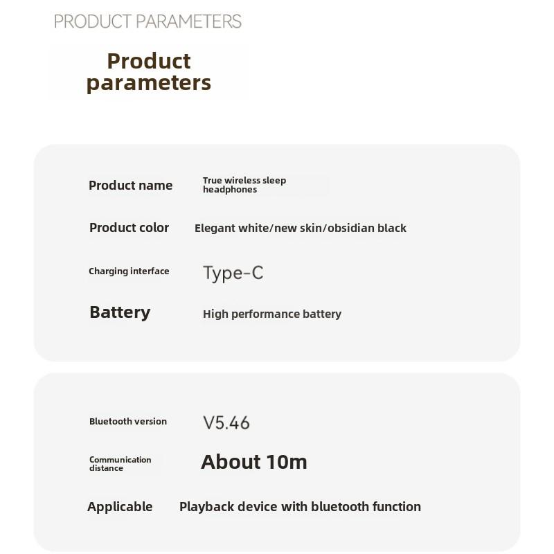 Wireless Bluetooth Headphones In-ear Mini Digital Display Long Life Sleep Noise Cancelling Headphones