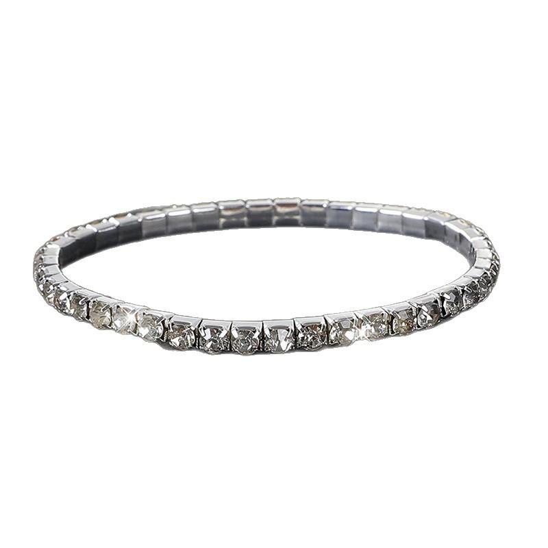 Crystal bracelet full diamond single row elastic bracelet bridal versatile rhinestone bracelet claw chain diamond bracelet women