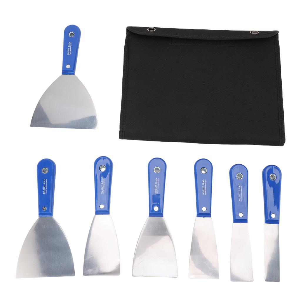 7PCS Putty Scrapers Carbon Steel Spatula Set with Storage Bag for Applying Plaster Repairing