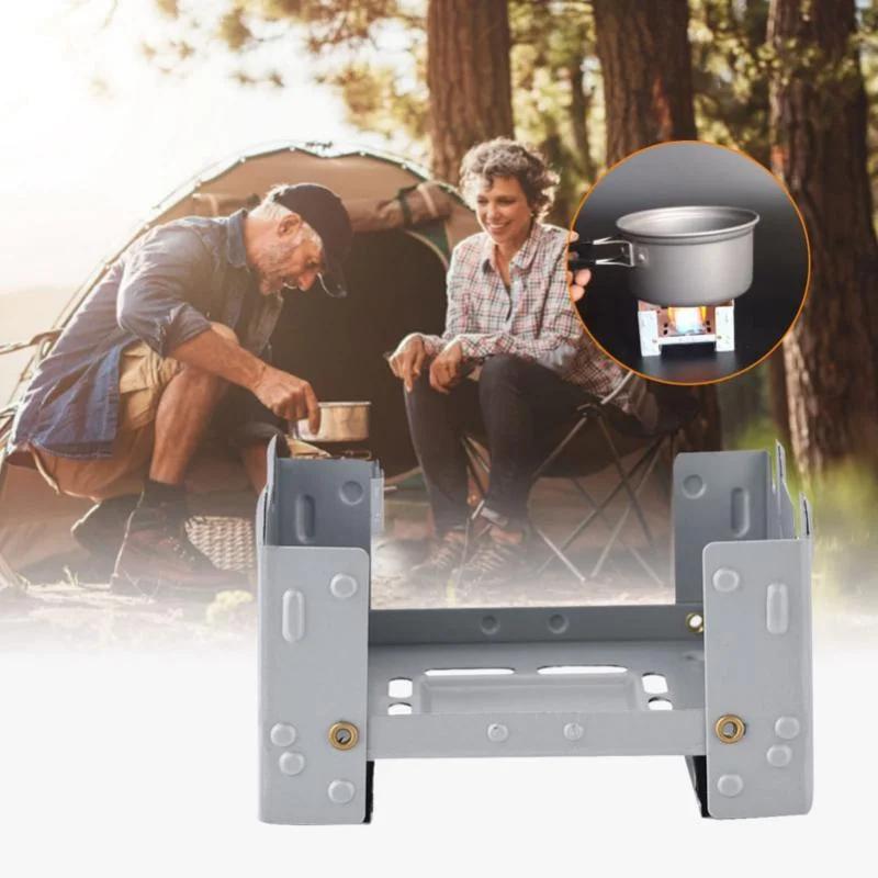 1 Pcs Outdoor Mini Foldable Solid Fuel Wax Stove Portable Camping Lightweight Picnic Stove Camping Equipment Multitool