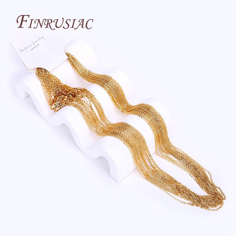 18K Real Gold Plated 49cm Length 1.4mm O Chain and 1.2mm Bead Chain For Necklace Making,Lobster Clasp Thin Chains Wholesale