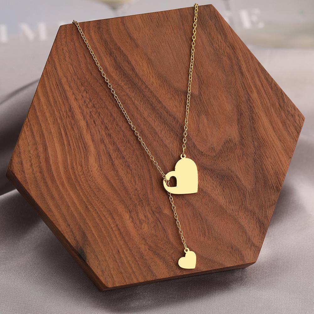 Stainless Steel Necklaces Sweet Heart Pendants Chains Charms Choker Fashion Necklace For Women Zircon Wedding Party Girls Gifts