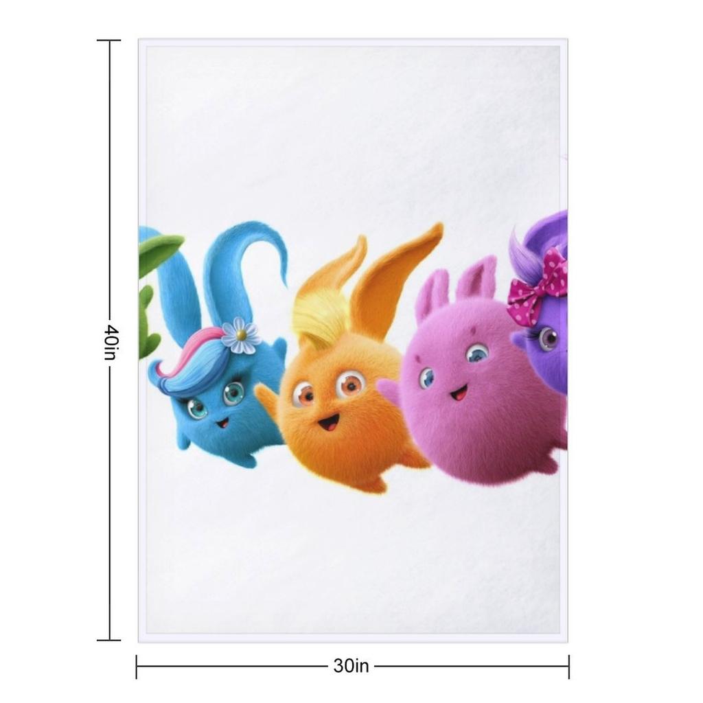 Sunny Bunnies - All Hold Paws! Throw Blanket Retros wednesday Vintage Soft Big Blankets