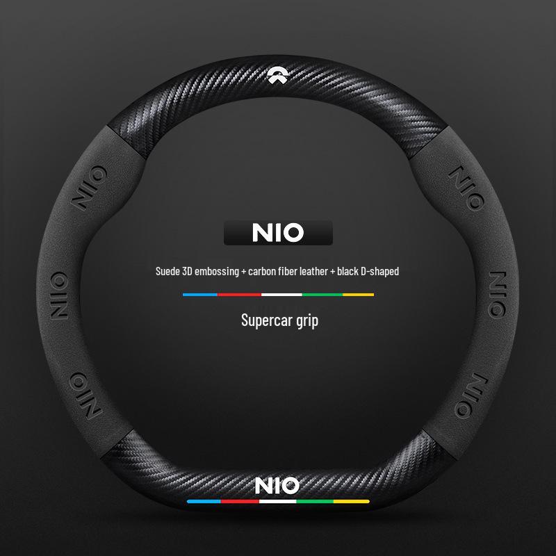 Nio EC6/ES6/ES8/ET7 Suede Carbon Fiber Steering Wheel Cover