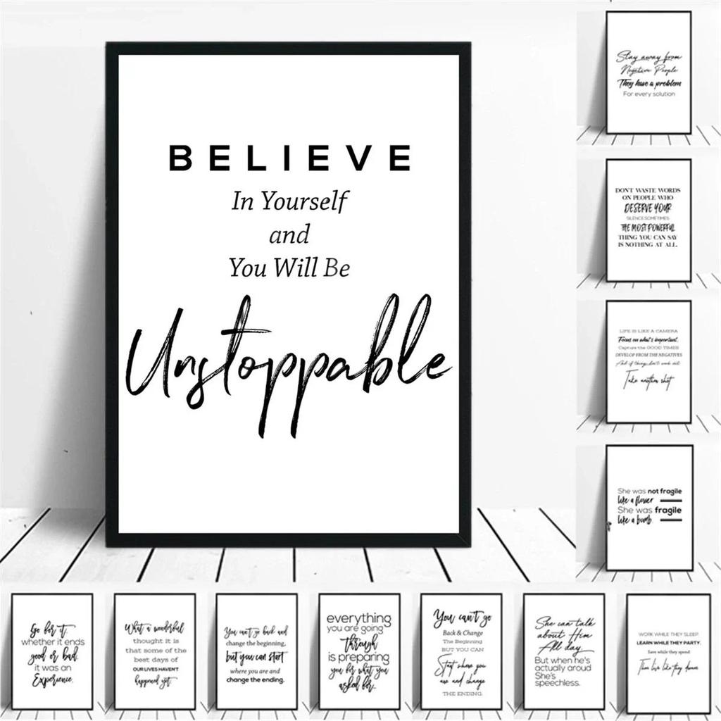 Minimalism English Sentences Inspirational Words Poster Canvas Print Painting Wall Art Picture Living Room Office Decor