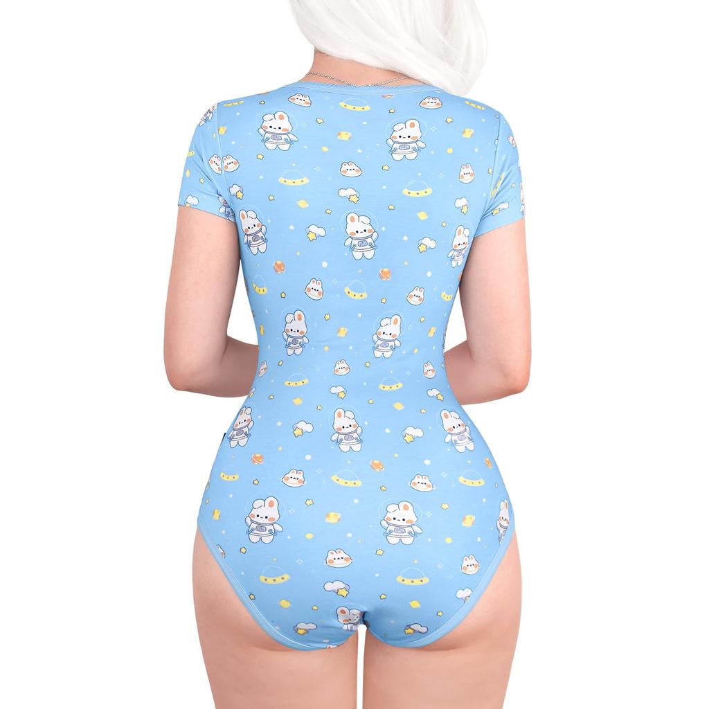 [LittleForBig] Adult Romper [Spaceman Bunny] Cotton Pajama Bodysuit, Size M