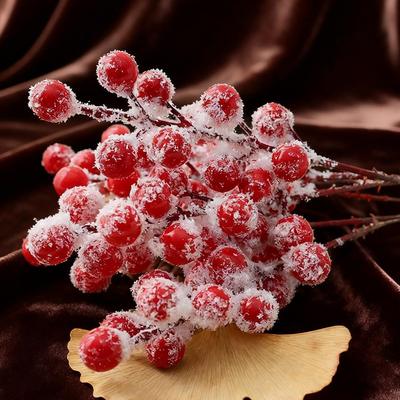 (10 Pieces/bag) 22cm Snowflake Simulation Berry Skewer Christmas Year New Decoration Vase Room Tree Celebration Outdated P2U3