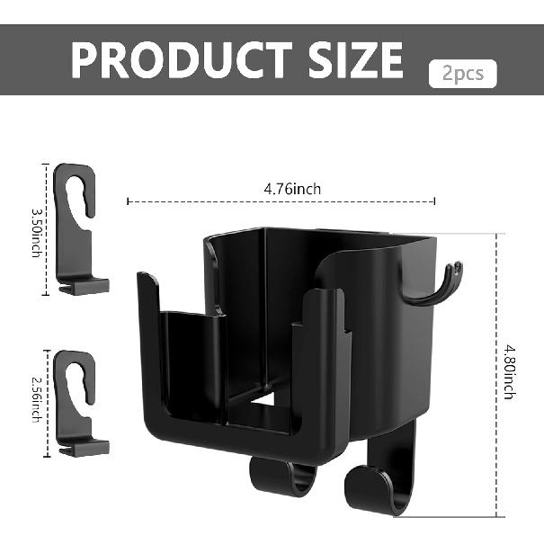 2PCS Multifunctional Car Cup Holder + Car Phone Holder + Car Purse Hook,Hanging Back Seat Car Organizer With Headrest Hooks,Universal Car Organizer