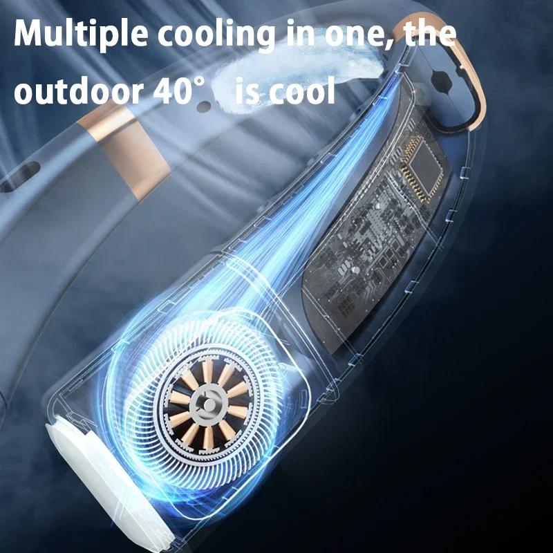 Ventilatore da collo ricaricabile 5 velocità Portatile Display digitale 4000mAh Ricaricabile Senza pale Ventilatore elettrico Condizionatore d'aria Per Sport