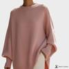 Poncho Oversize da Donna Maglione a Maglia Girocollo Maniche a Pipistrello Ampio Tinta Unita Pullover Autunno Inverno Maglione