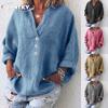 JPNTKYWomen's Fashion Casual Solid Color Print Long Sleeve V Neck Blouses & Shirts