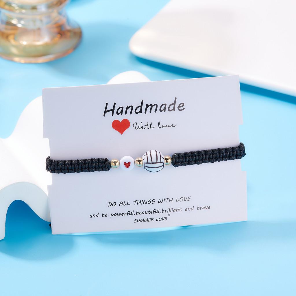 

Geometric Tennis Ball Handmade Bracelet With Electroplated Finish For Women Volleyball