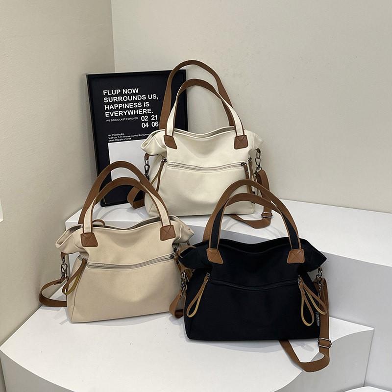 New Cloth Bag Korean Style Fashionable Large-capacity Simple All-matching Tote Casual Portable One-shoulder Cross-body Trendy