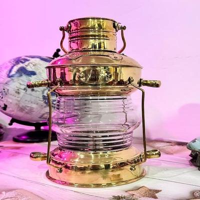 Mosaz Měď Kotva Olejová Lampa Leeds Burton Námořní Námořnická Lucerna Rustikální Bytová Dekorace Dárky