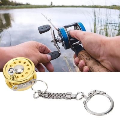 Bag Decoration Fish Wheel Keychain Golden Silver Spinning Reel Pendant Fly Reel Keyring  Backpack
