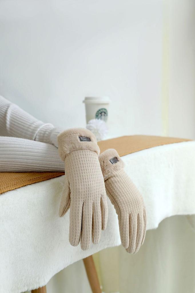 Winter Damen Flauschige Fahrradhandschuhe Mit Winddichtem Design Für Den Außenbereich