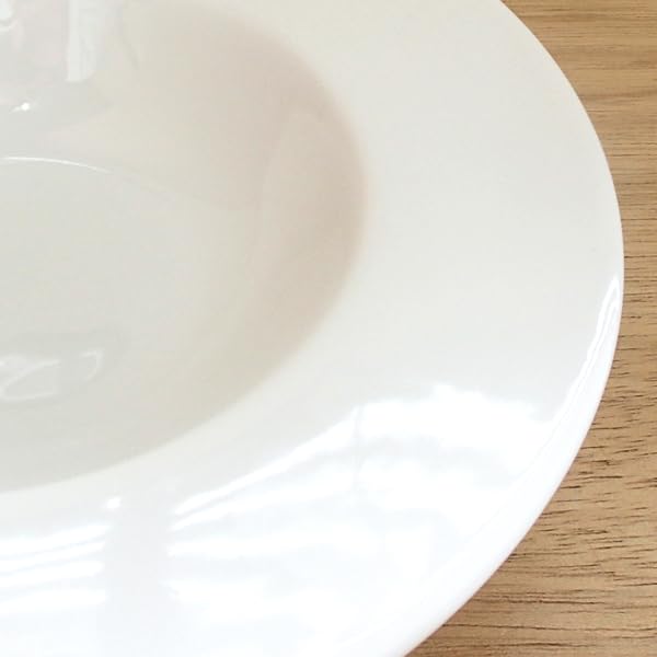 26.5cm Deep Soup Bowl, Jardin, White Porcelain, with a Concave Design, Mino Ware, for Pasta and Soup.