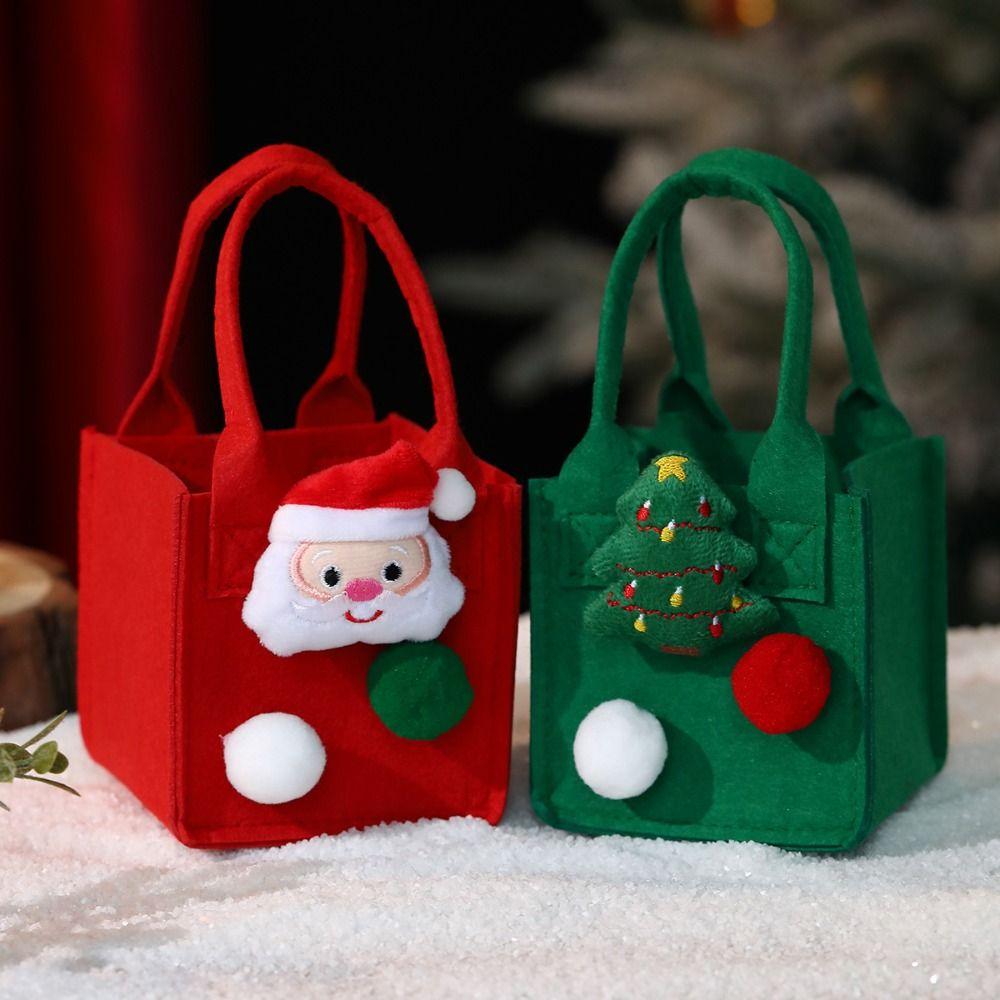 Santa Mini Felt Candy Bag Cartoon Xmas Snacks Handbag Cookies Storage Bag Kids/Children
