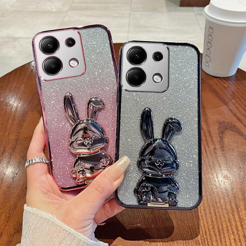 For Xiaomi Redmi Note 13 Pro 4G/Poco M6 Pro 4G Case PC+TPU Phone Cover Glitter Cartoon Rabbit