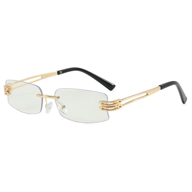 New color-changing lenses, frameless metal sunglasses, European and American outdoor street photography, sunscreen and UV protection glasses
