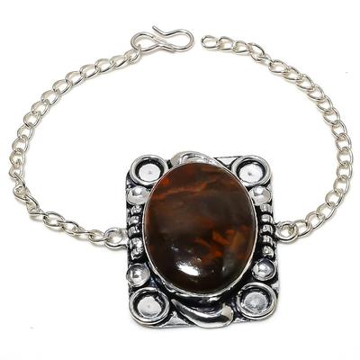 Natürlicher Naht-Achat Edelstein Handgefertigt 925 Sterlingsilber Armband 7-8" a8Z75