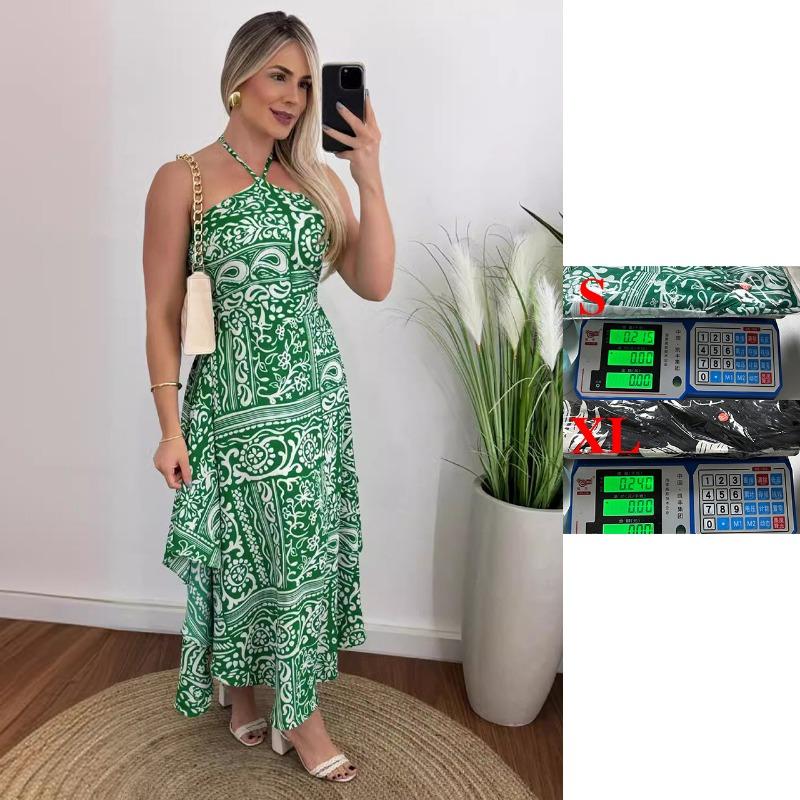 VEZFAA Modă Femei Vară Primăvară Fără Mâneci Gât Agățat Talie Înaltă Rochii Casual