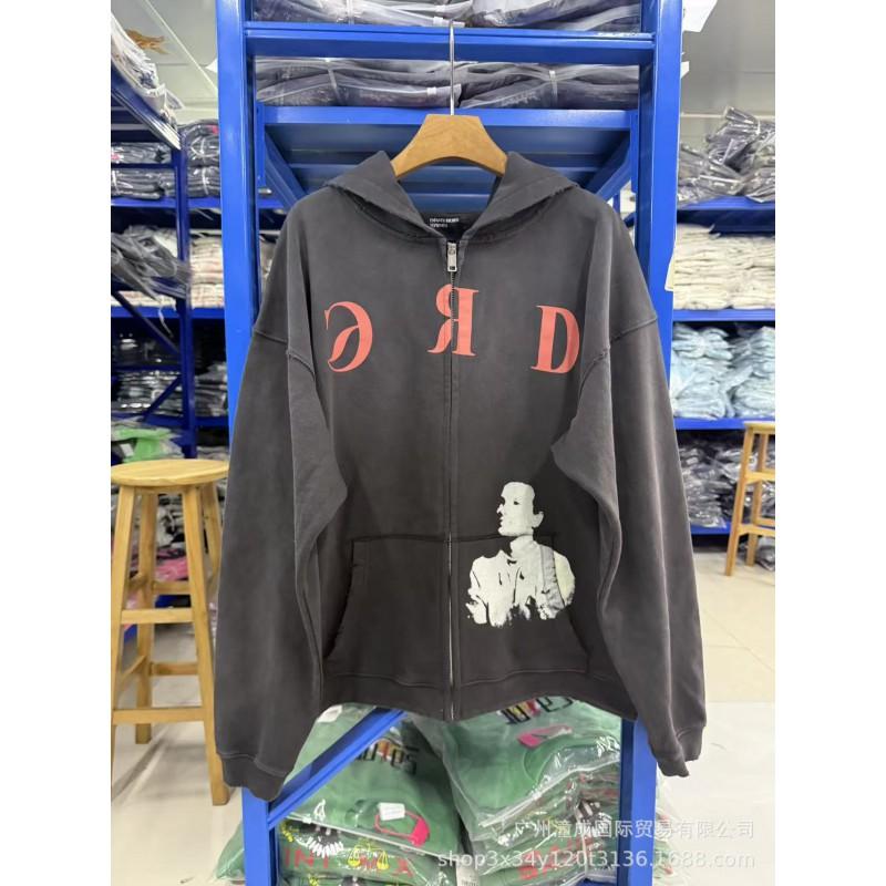Unisex Distressed Washed Cotton Hoodie With Graphic Print Loose Fit Streetwear Sweatshirt Men Women