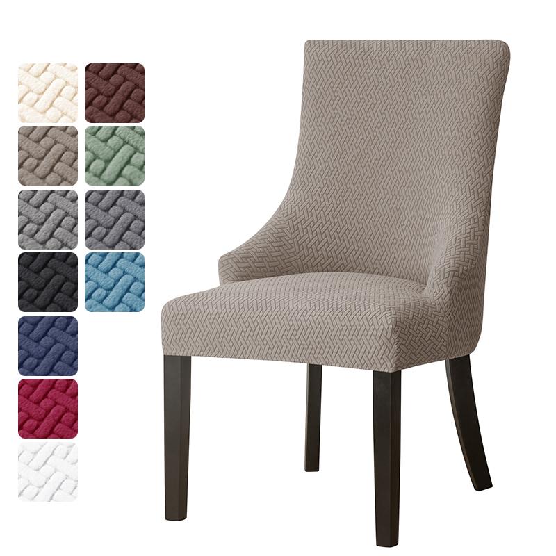 Jacquard Dining Chair Covers Elastic High Back Sloping Chair Cover Strech Accent Wedding Chairs Seat Slipcover for Home Party