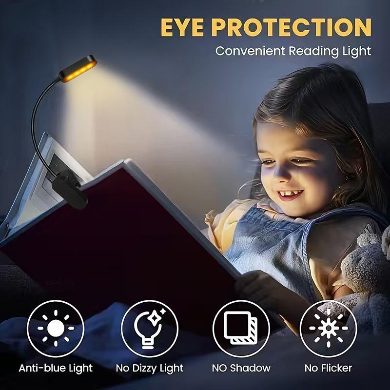 LED Desk Lamp Clip On USB Rechargeable Mini Reading Light for Students Study