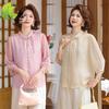 Stylish Chiffon Mid-Sleeve Top for Middle-Aged Women - Lightweight Summer Wear