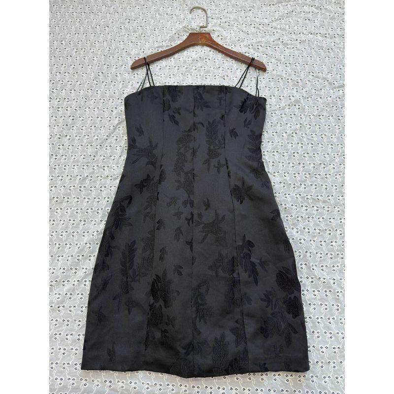 Export Single 4 Si3nn @ Black Classy Jacquard Waist-Tight Dark Pattern Suspender Skirt Waist-Tight Elegant Little Dress Dress