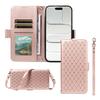 Crossbody Cards Solt Wallet Flip Leather Bling Phone Case for iPhone 17 Pro Max 16 Plus 15 14 13 12 11 Diamond Lanyard Bag Cover