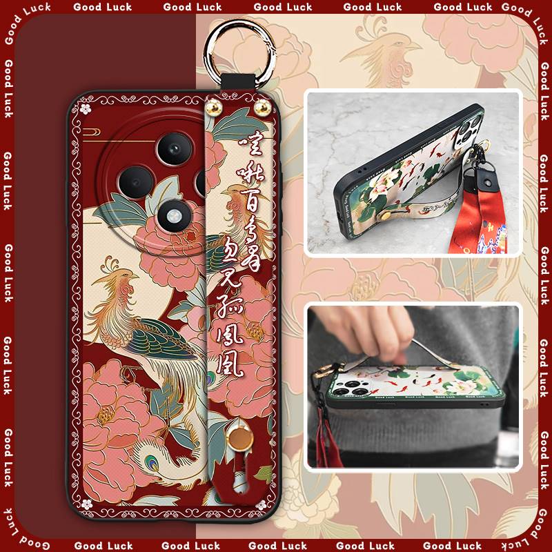 Elderly Lady Kickstand Phone Case For OPPO Reno12F 5G Ring Anti-knock Dirt-resistant Soft Case Wristband Protective