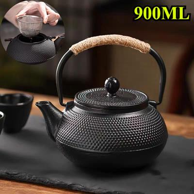 900ML Çaydanlık Demir Çaydanlık Çaydanlık Kaynar Su İçin Mutfak Çay Takımı İçecek Takımı Oolong Masa Üstü Dekor Kömür Sobası