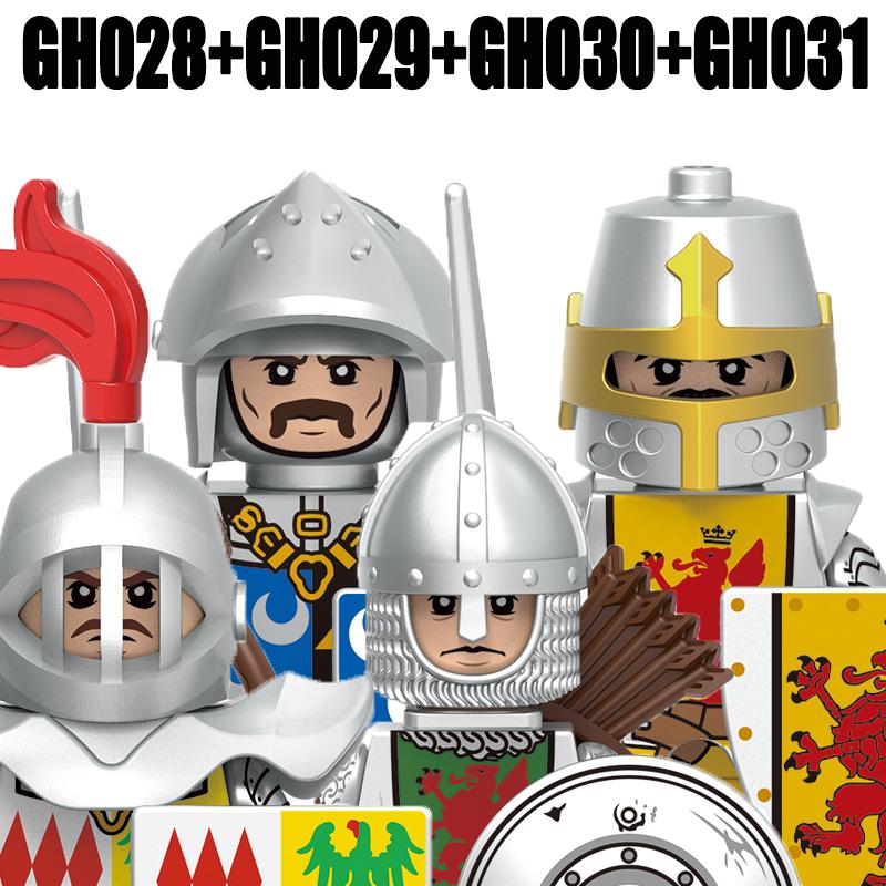 Medieval Military Europe King Soldier Figures Building Blocks Castle Lion Knight Sword Infantry Weapon Warrior Bricks Toys Gifts