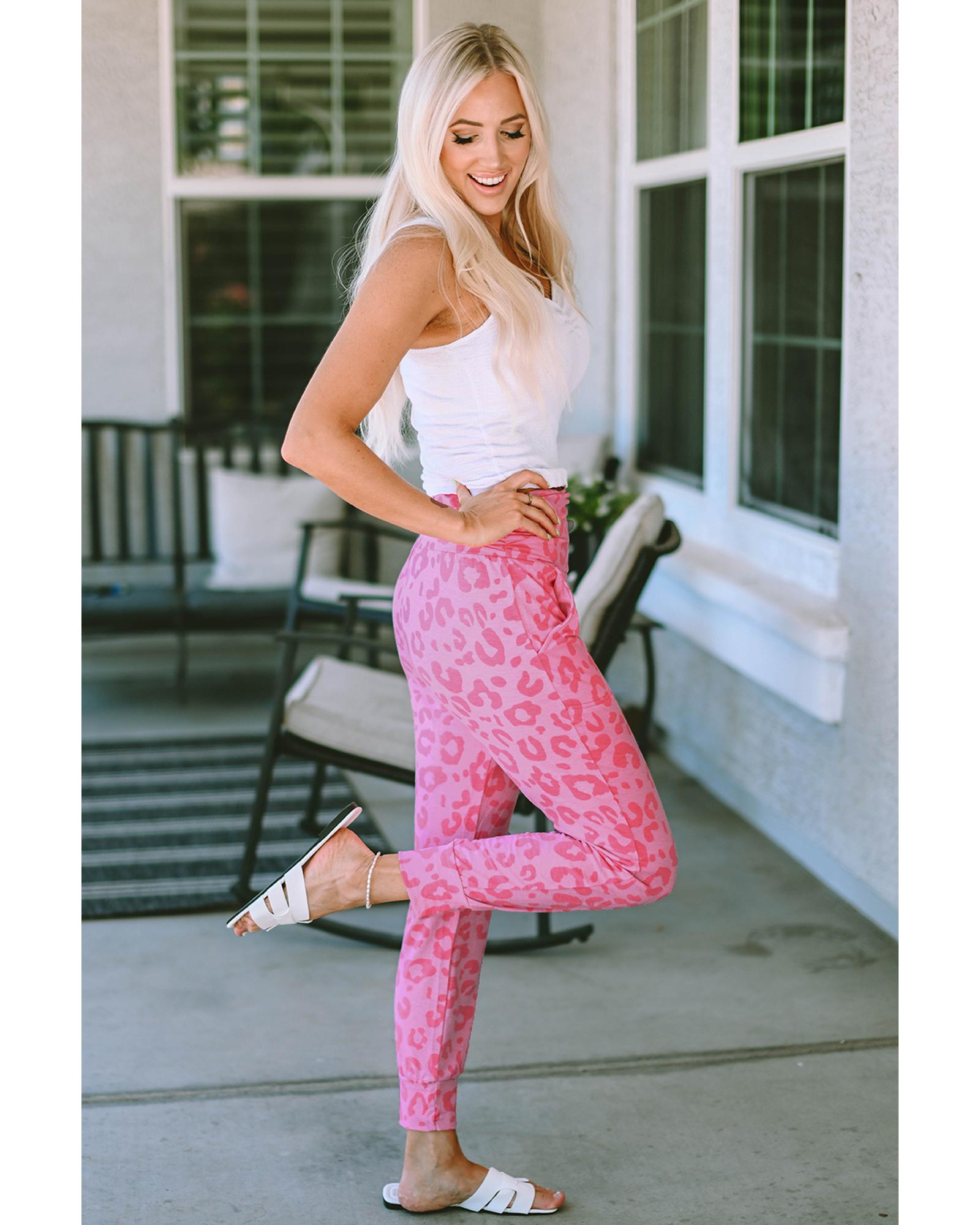 

Azura Exchange Ankle-length High Waist Leopard Print Skinny Pants M рожевий