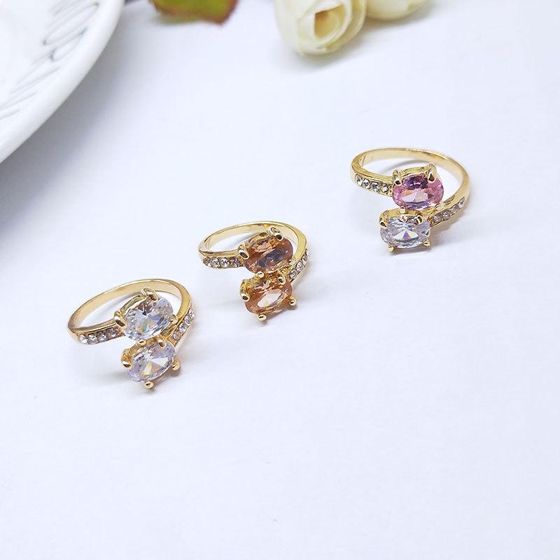 12Pcs Simple Color Zircon Crystal Ring for Women Ring Accessories