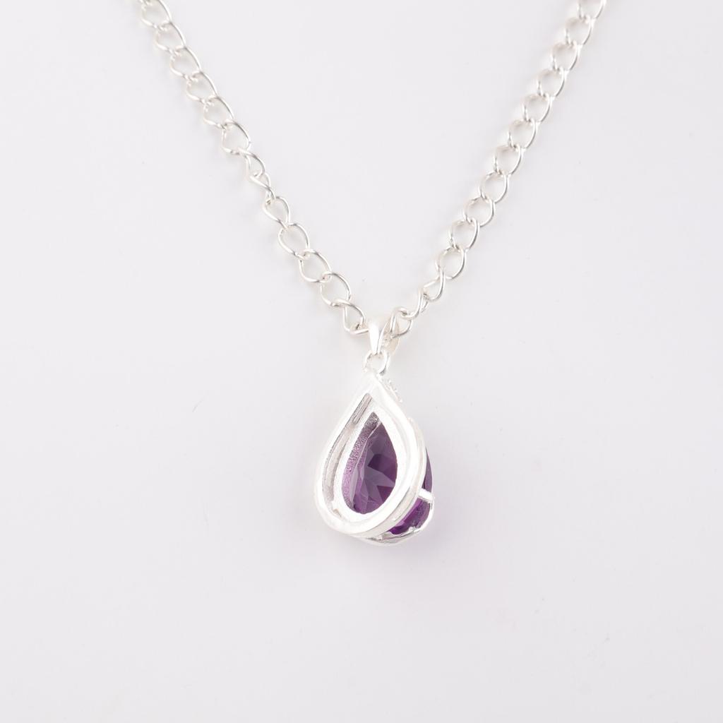 Amethyst Gemstone 925 Sterling Silver Jewelry Zircon Pendant For Birthday Gift CZP-7-10